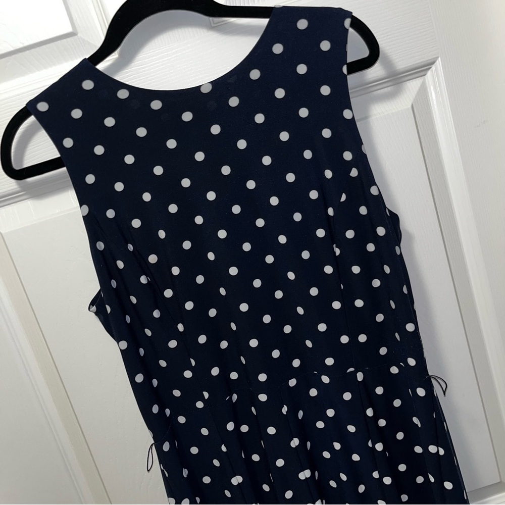 Ralph Lauren navy blue white polka dot dress size 14 - Picture 4 of 5